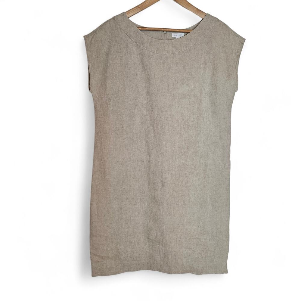 J.Jill Love Linen Womens Sleeveless Shift DressTan Lagenlook Minimalist Sz S